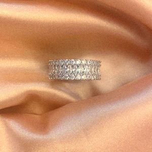 Silver Oval Stone Sterling Silver Eternity Band